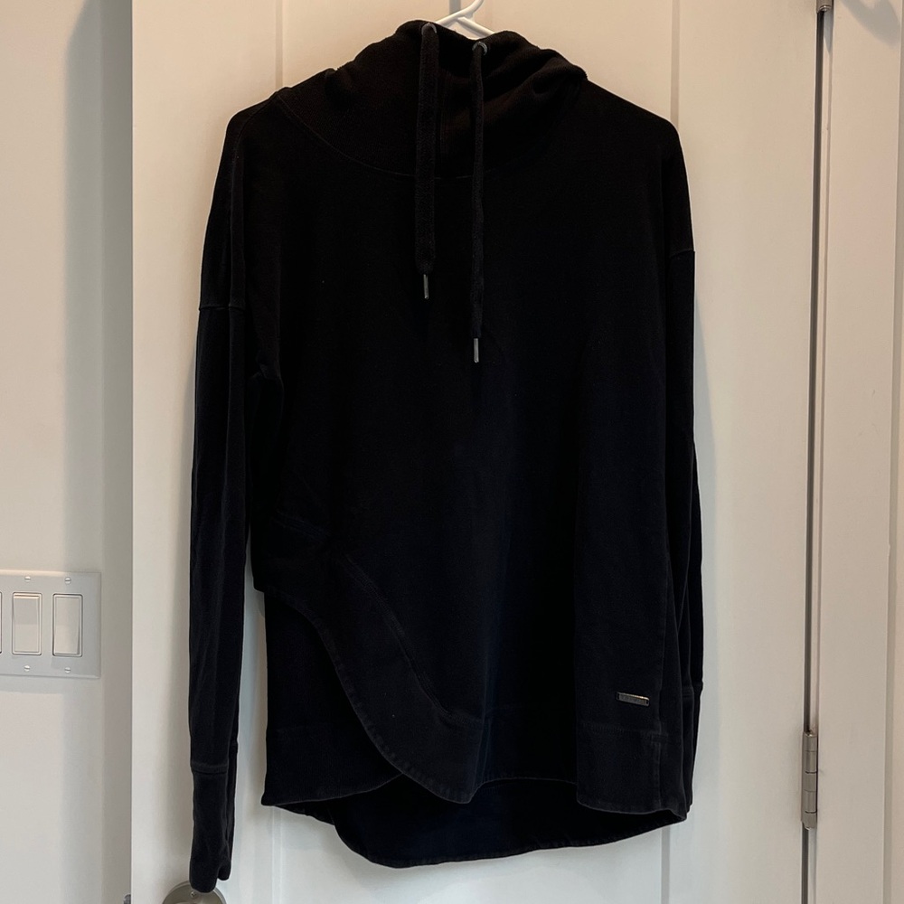 Sweaty Betty Escape Luxe Black Velour Funnel Neck Hoodie S - Picture 3 of 9